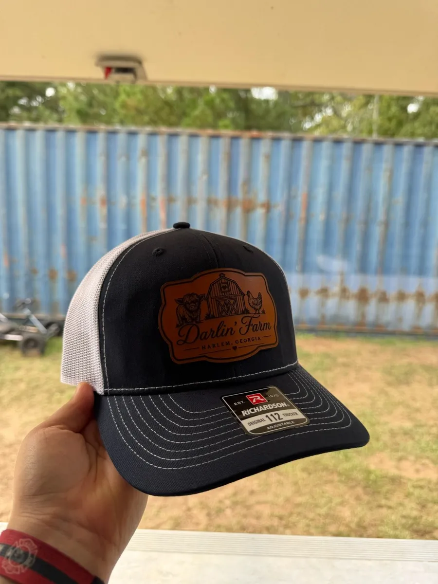 Darlin' Farm Outfitters leather patch trucker hat