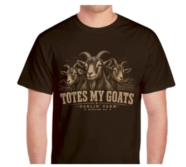 Dark chocolate Totes My Goats shirt